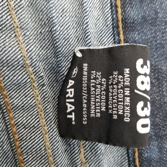 Ariat Rebar M4 Low Rise Boot Men's 38x30 Dark Wash Denim Western Blue Jeans - Picture 10 of 10